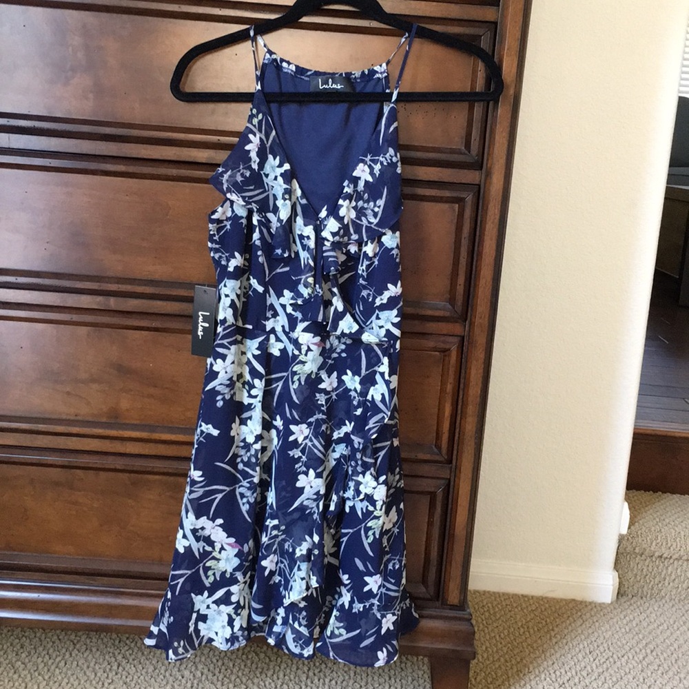 NWT Lulus Belong to you blue floral dress